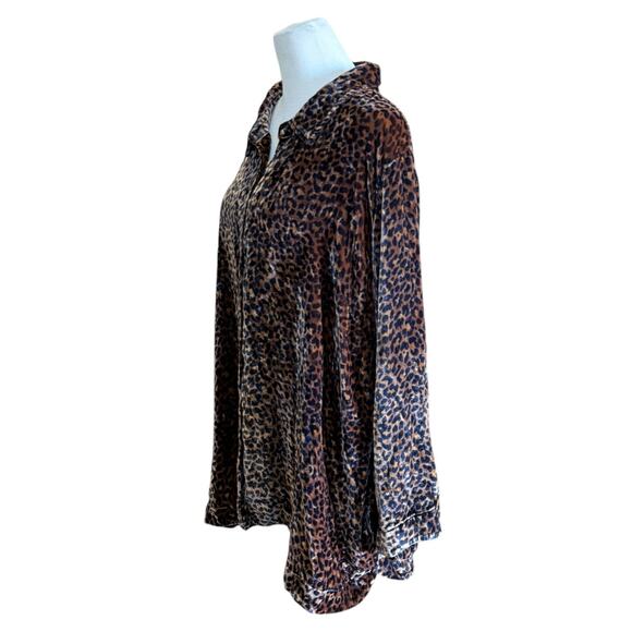 Soft Surroundings Tunic Top Women Plus 2x Velour Silk Leopard Flowy Maximalist - Picture 6 of 11
